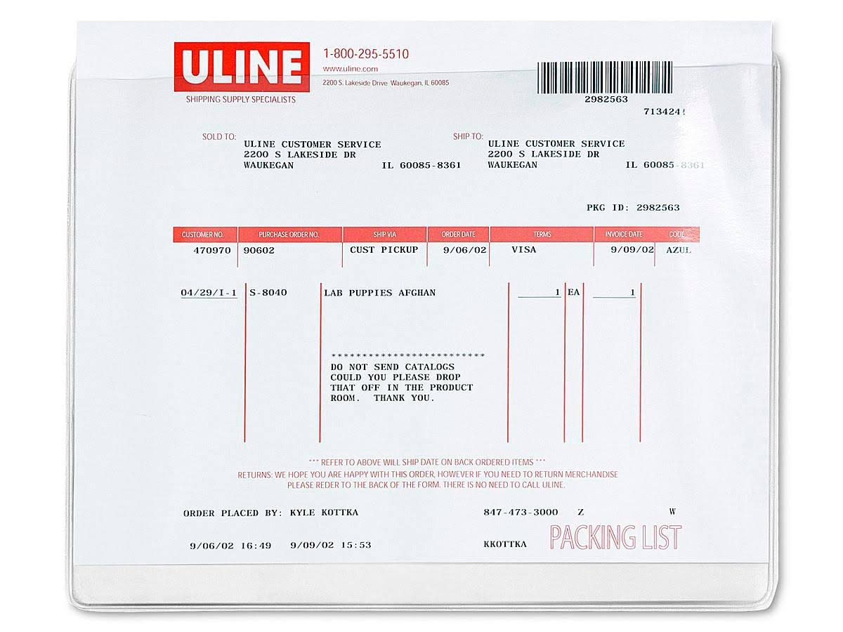 Press-On Vinyl Envelopes - 11 x 8 1/2 S572910