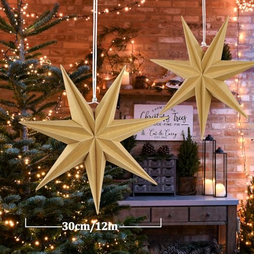 Flocked Paper Star Lantern 12 inch Foldable Q470