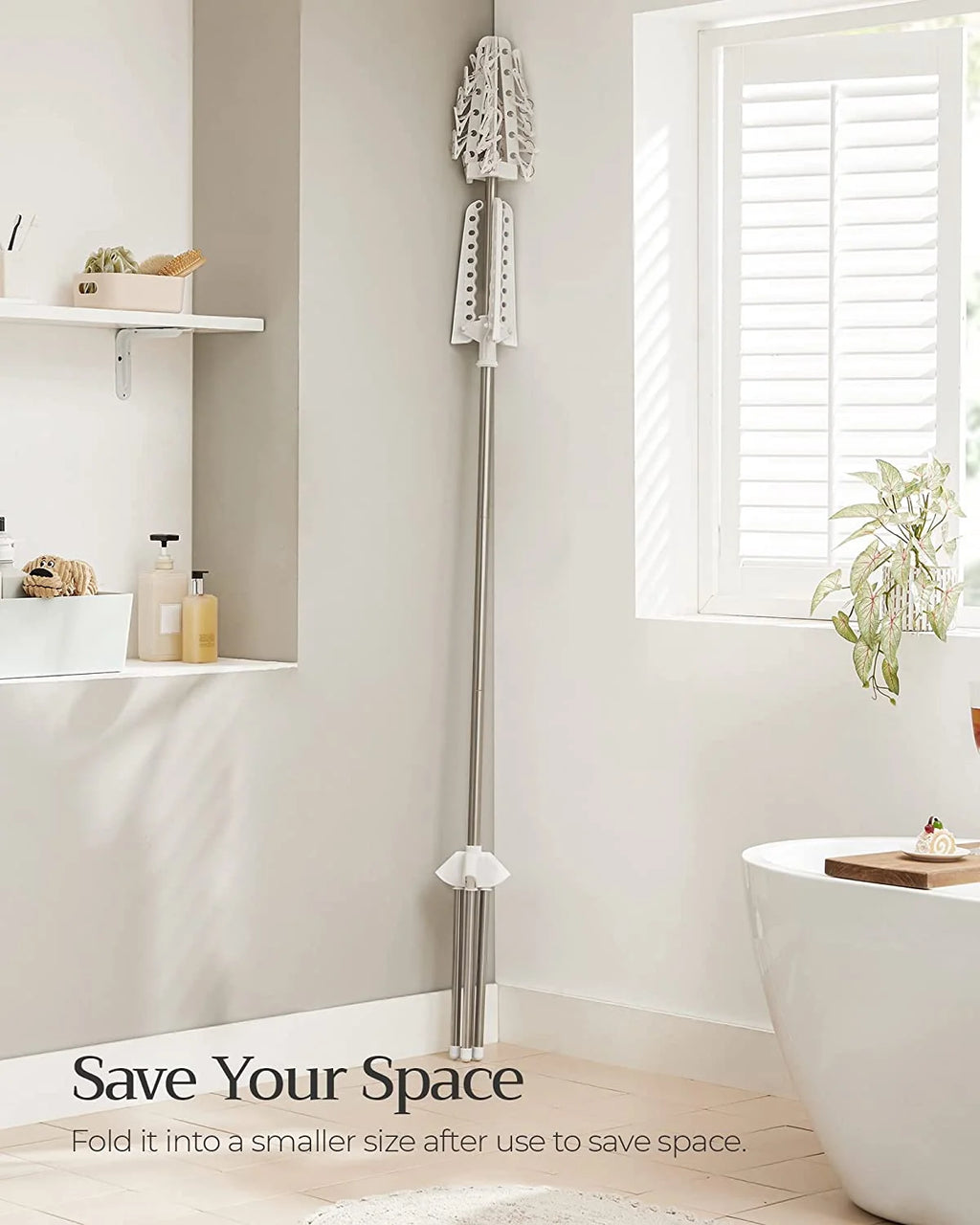 2-Tier Foldable Laundry Drying Rack with 27 Clips Stainless Steel X7634