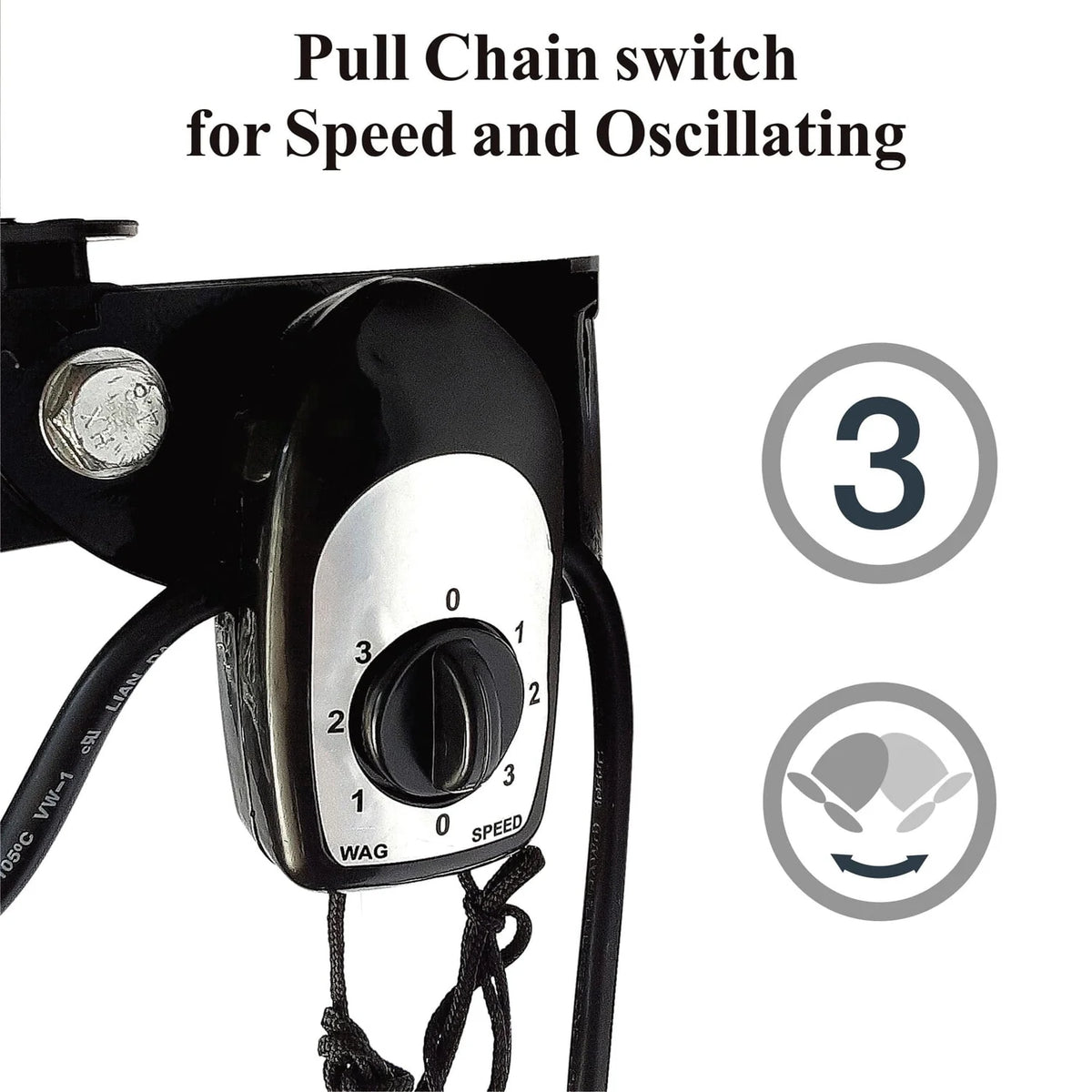 18 Inch 3 Speed Oscillating Wall Mount Fan I10420