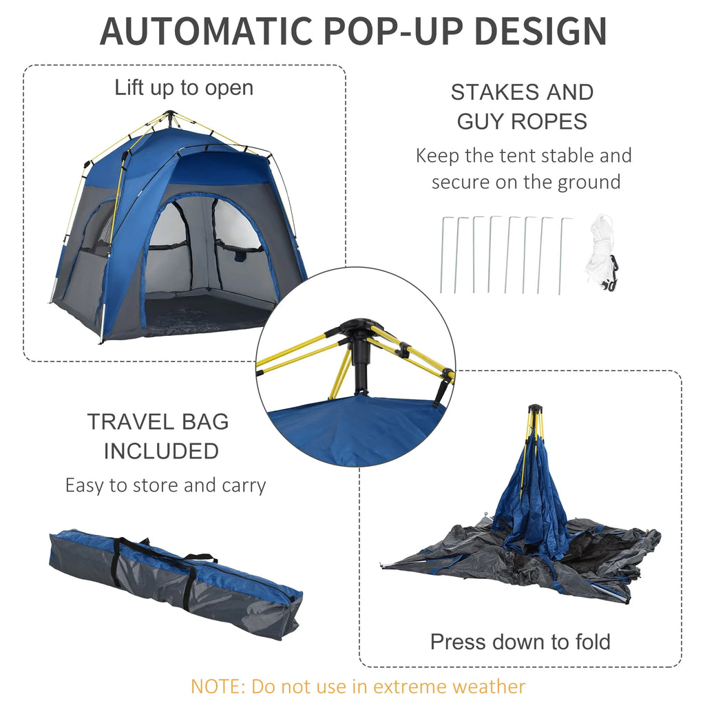 4 Person Pop Up Tent with Windows and Doors B3268