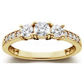 1 Ct 3-Stone Diamond Engagement Ring 10K Yellow Gold S3376