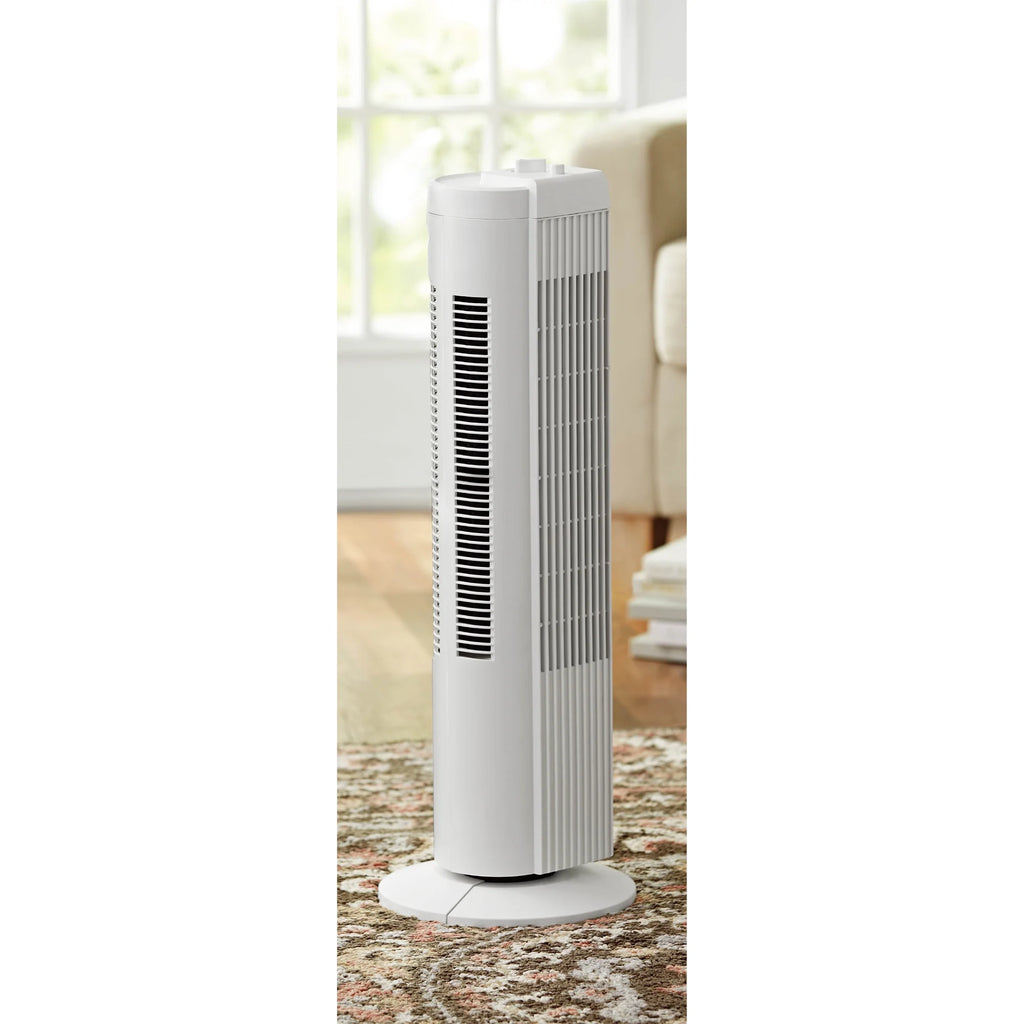 28 Inch 3 Speed Oscillating Tower Fan, White W3085