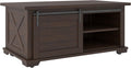 Farmhouse Rectangular Coffee Table with Sliding Barn Doors, Dark Brown V245741