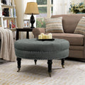 White Linen Ottoman with Caster Wheels F33795