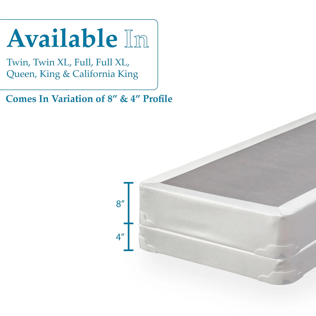 Fully Assembled 4 Split Wood Box Spring, Full, White Q33838