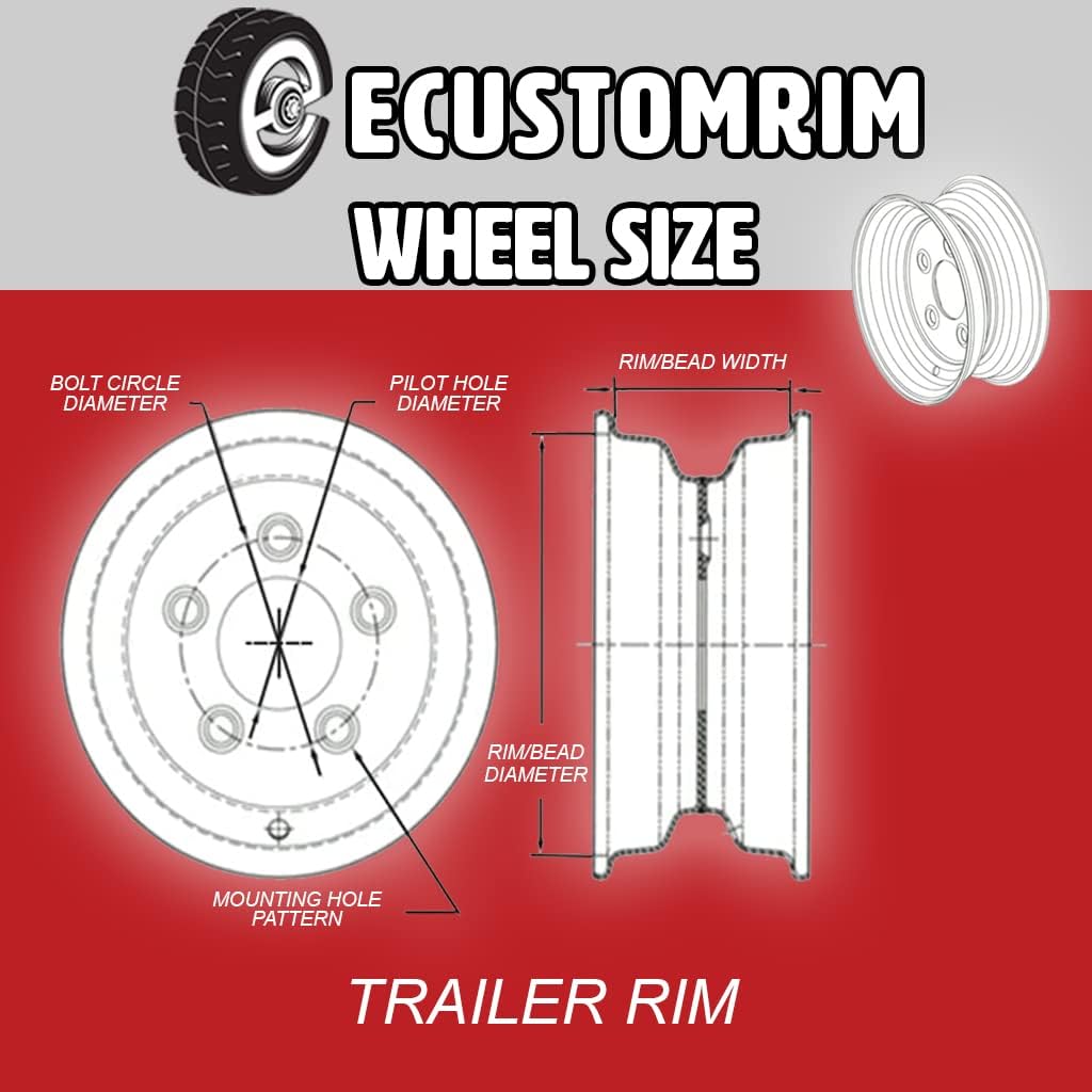 2-Pack Trailer Tire On Rim 480-8 4.80-8 Load C 5 Lug Galvanized Wheel L56366