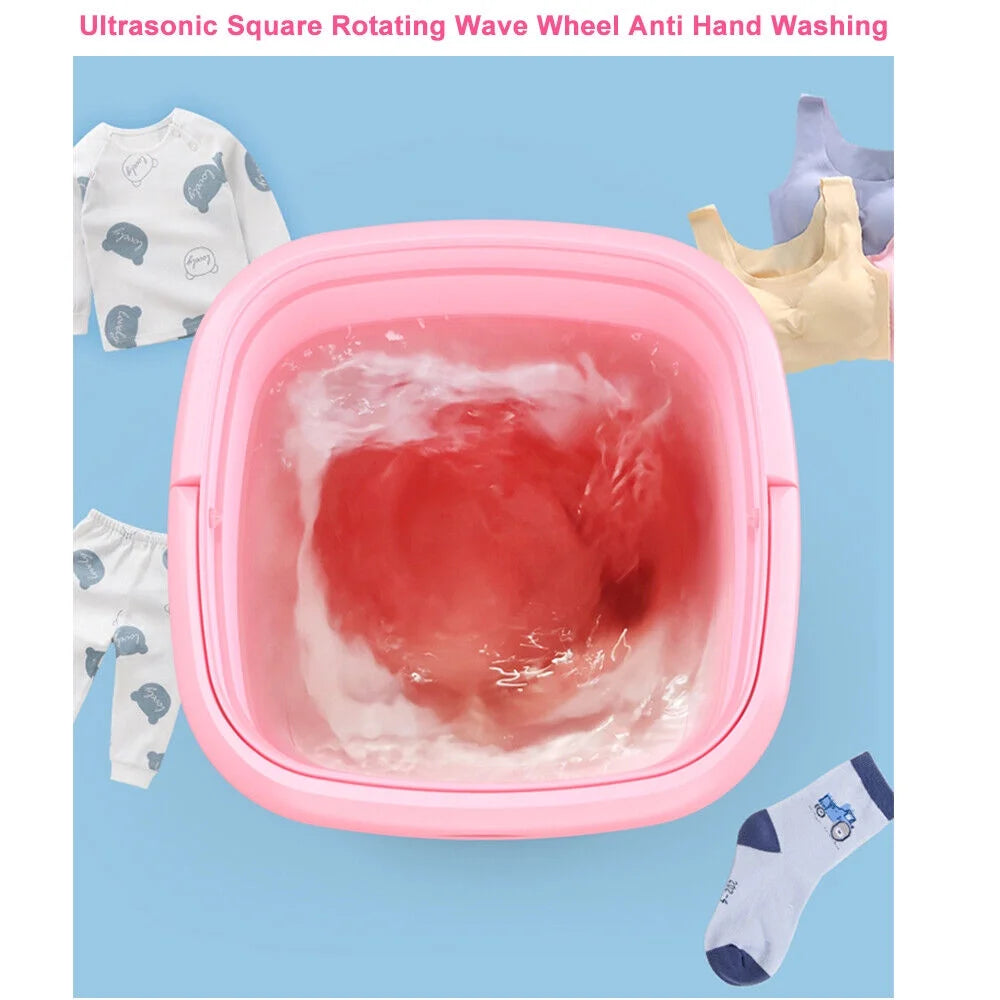 Mini Folding Portable Washing Machine with Dryer Bucket Pink Q7643