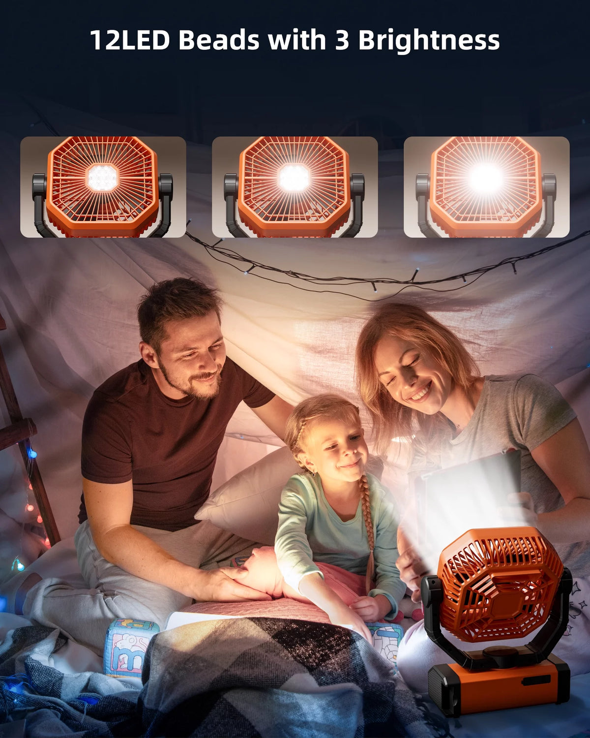 Portable Camping Fan 20000mAh Rechargeable with LED Lantern T294951