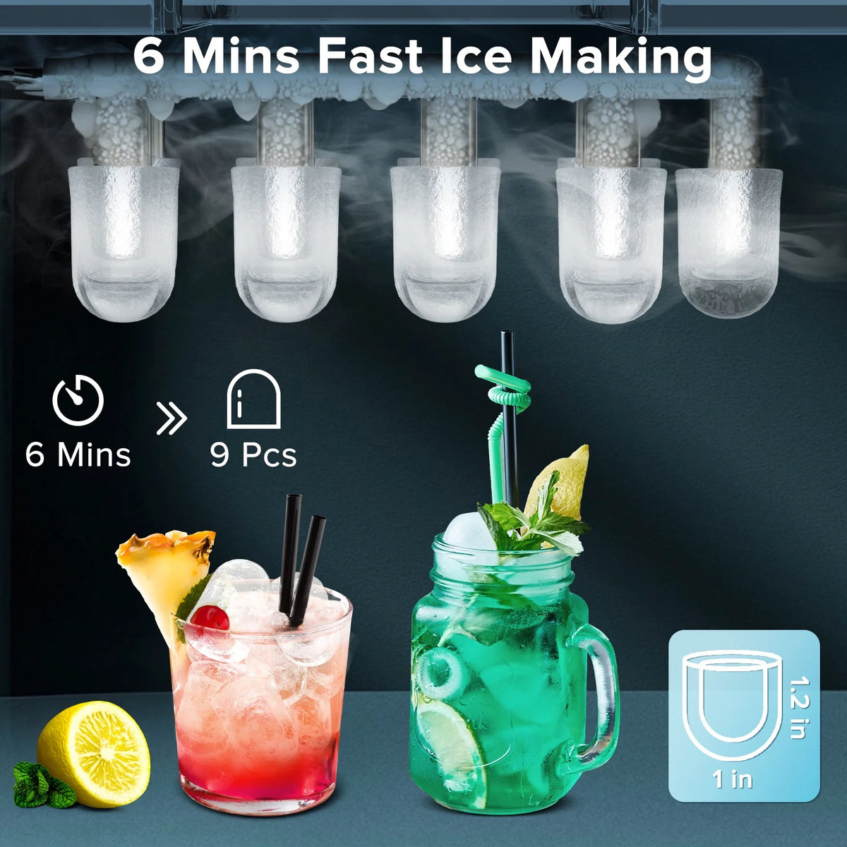 Portable Countertop Ice Maker with Ice Scoop and Basket Z730701