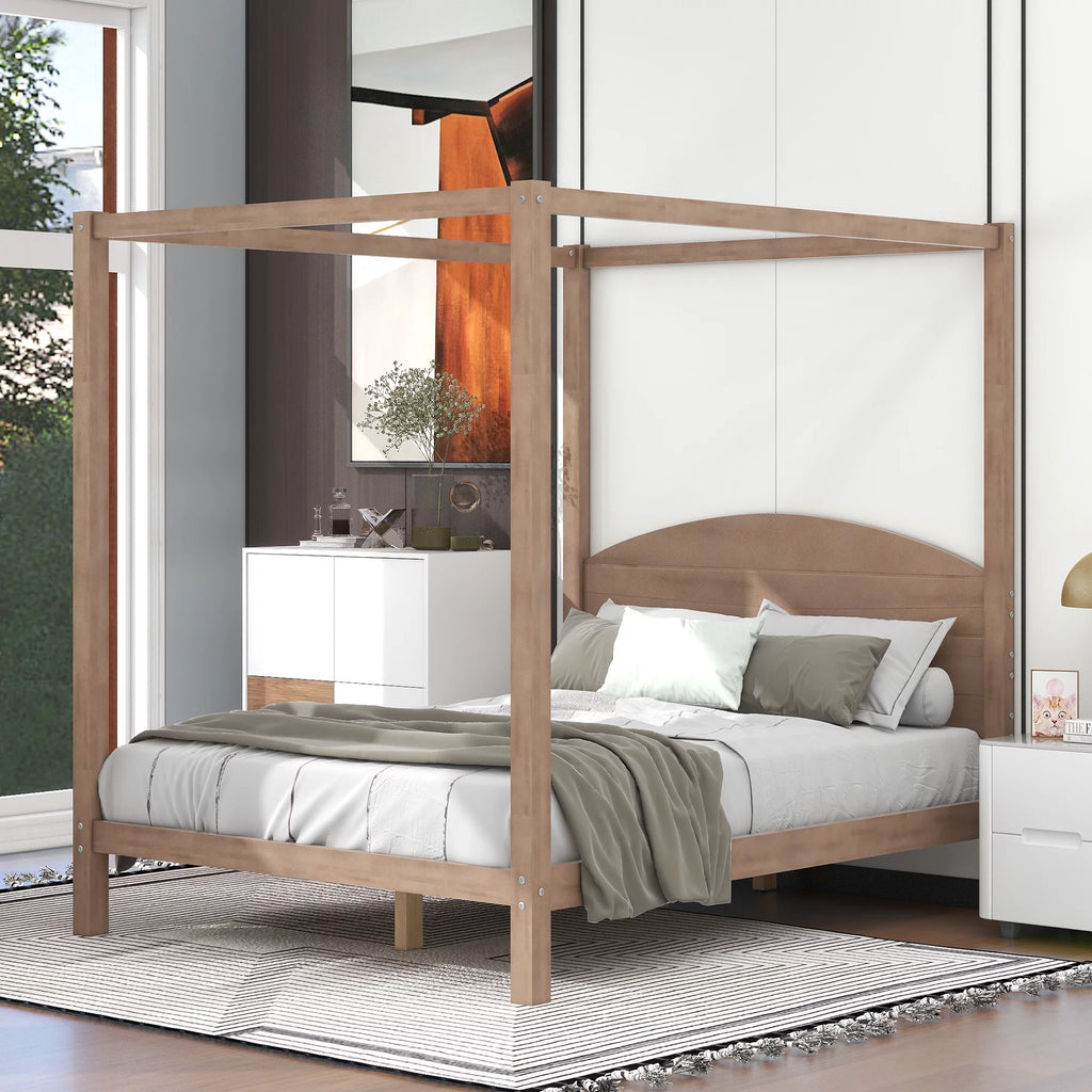Queen Size Canopy Platform Bed with Headboard G707