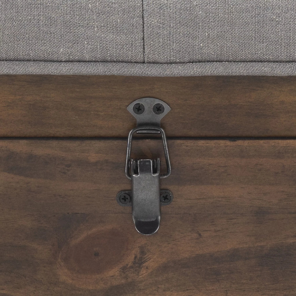 Grey Linen Storage Ottoman Q4341