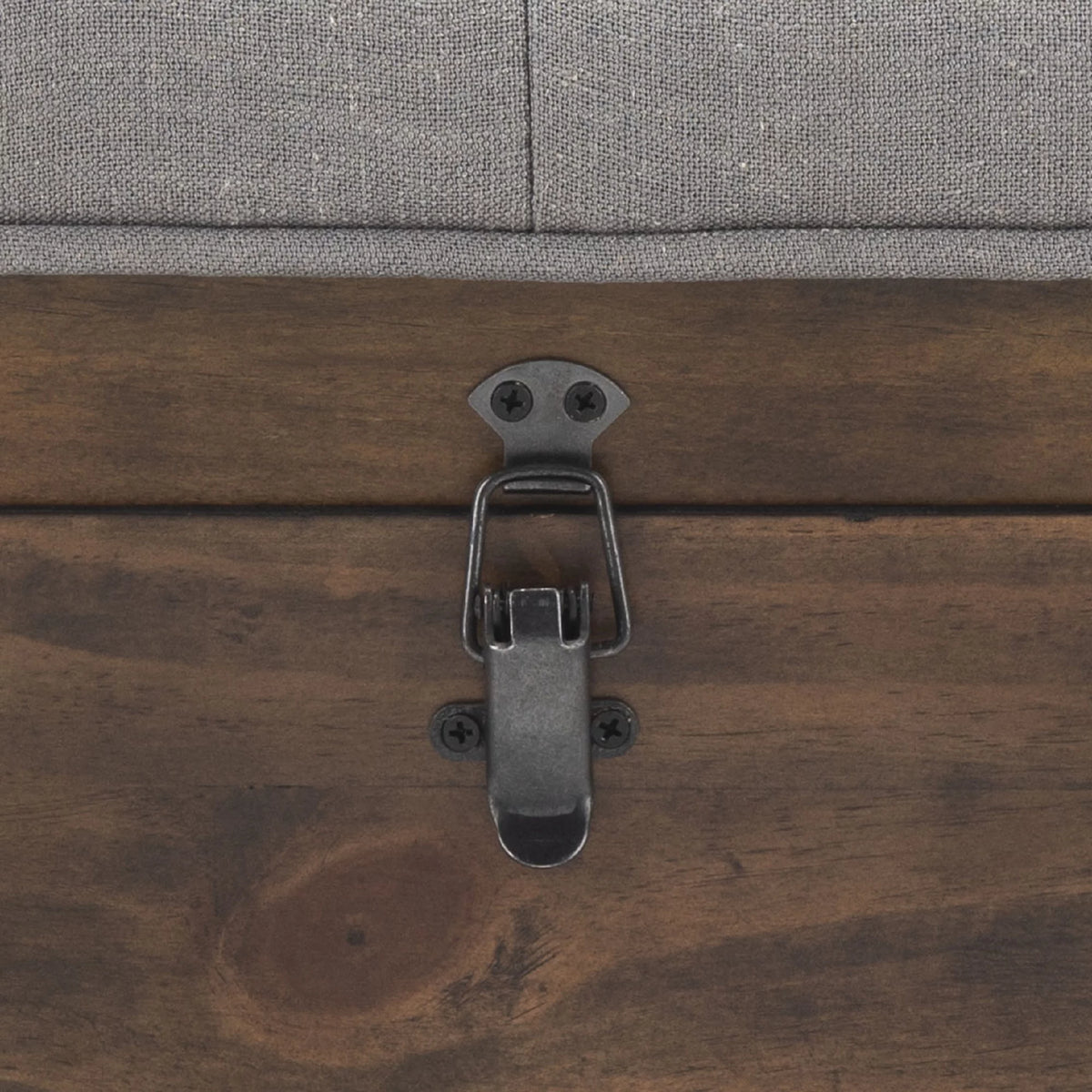 Grey Linen Storage Ottoman Q4341