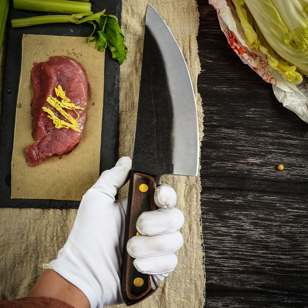Hand Forged Butcher Knife with Leather Sheath P441554