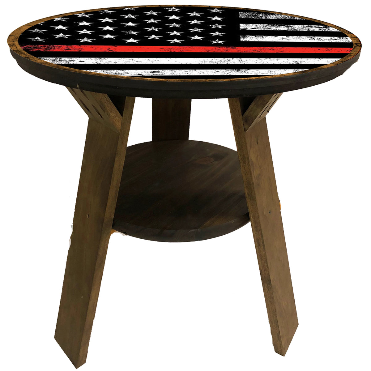 American Flag Pub Side Table with Shelf 22 Inches Tall T23477