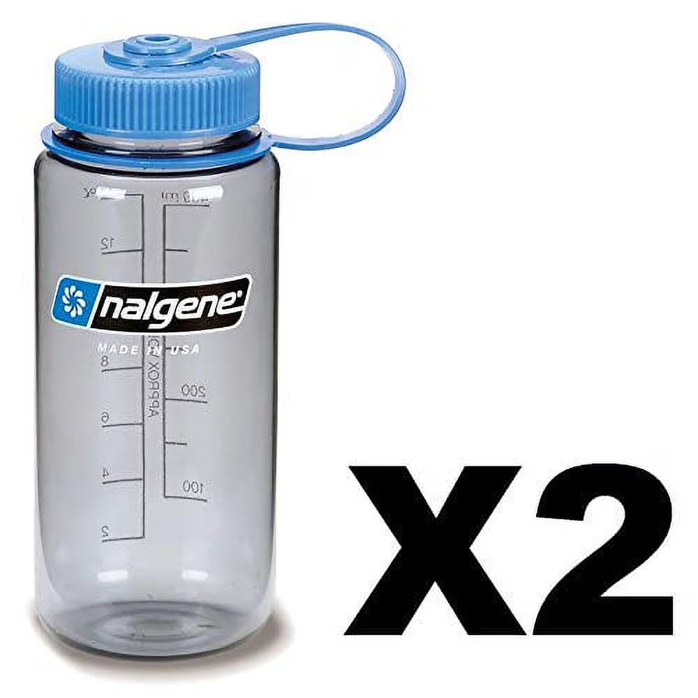 Gray Wide Mouth Plastic Water Bottle 2-Pack R4731