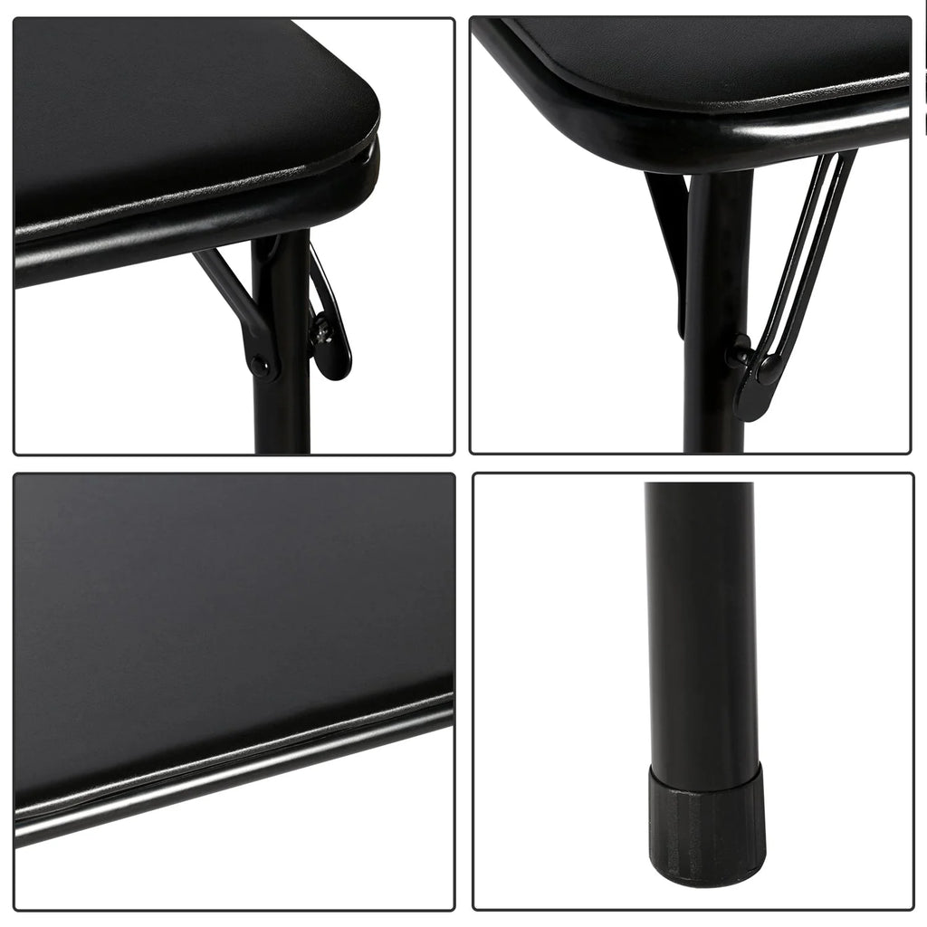 Black 5-Piece Folding Table and Chair Set Y400