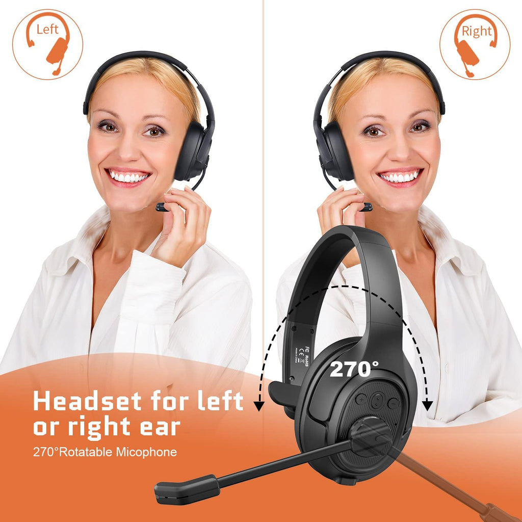 Noise Canceling Wireless Over Ear Bluetooth Headset with Microphone, Pack of 2 V985065