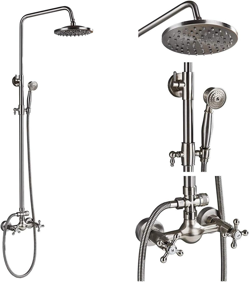 Brushed Nickel 8-inch Rainfall Shower Combo Set with Handheld Spray Q9616