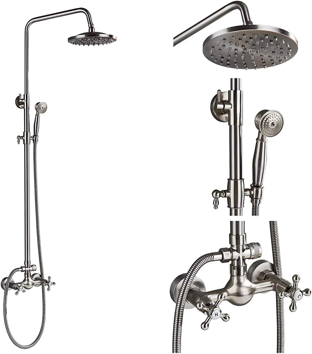 Brushed Nickel 8-inch Rainfall Shower Combo Set with Handheld Spray Q9616
