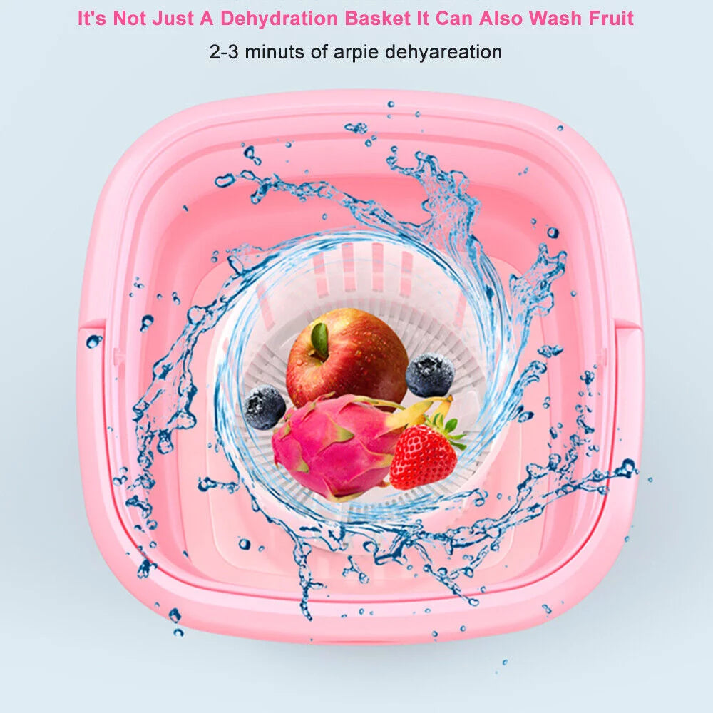 Mini Folding Portable Washing Machine with Dryer Bucket Pink Q7643