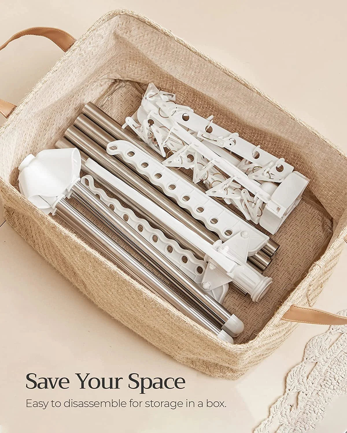 2-Tier Foldable Laundry Drying Rack with 27 Clips Stainless Steel X7634
