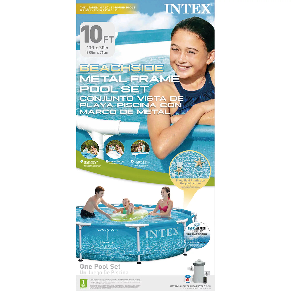10' X 30 Metal Frame Swimming Pool with Filter Pump V1330