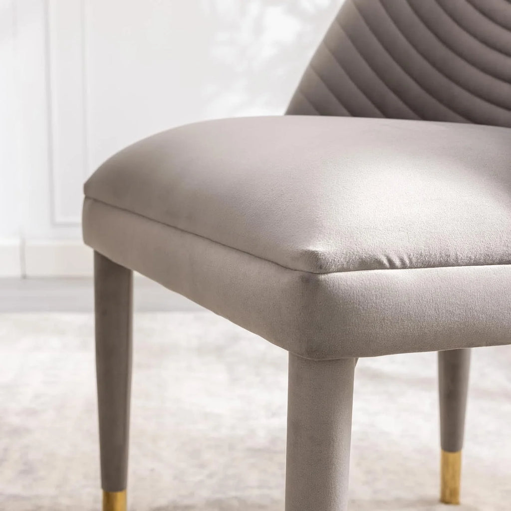 Velvet Upholstered Dining Chairs Set of 2 with Gold Legs N508428